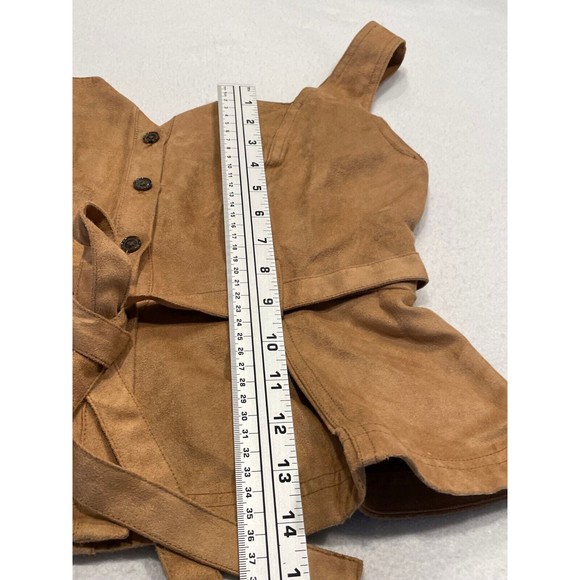 Banana Republic Lucie Vegan Suede Top Size 4P Petite Dark Camel - Picture 10 of 11